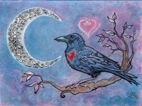 Crow Heart Crescent Moon
